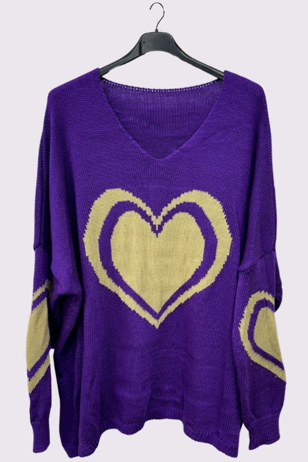 Heart Pattern Knitted Top