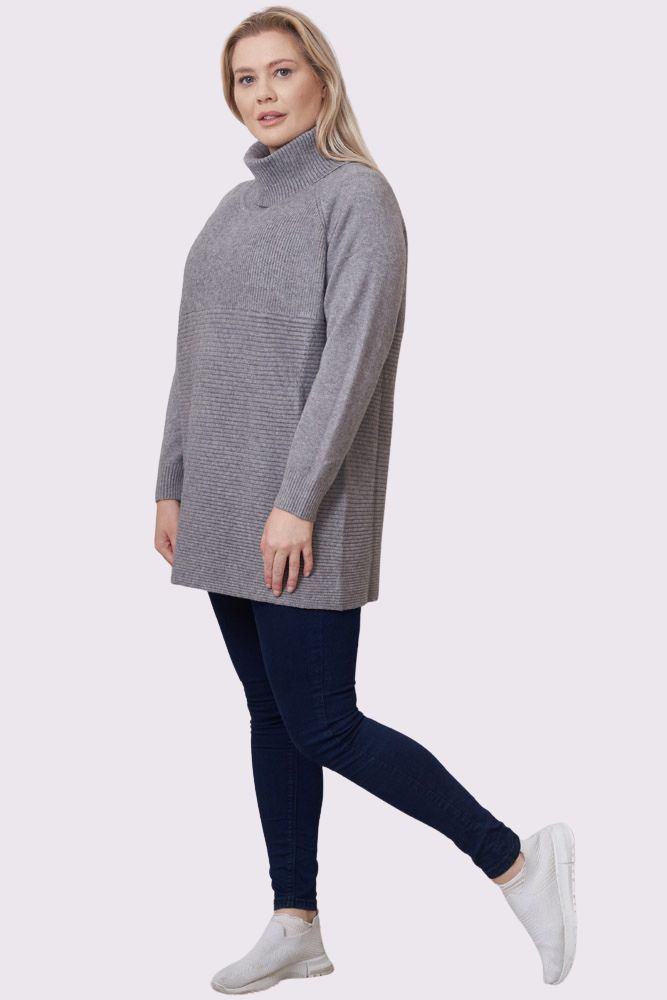 Plain Ribbed Tunic Jumper