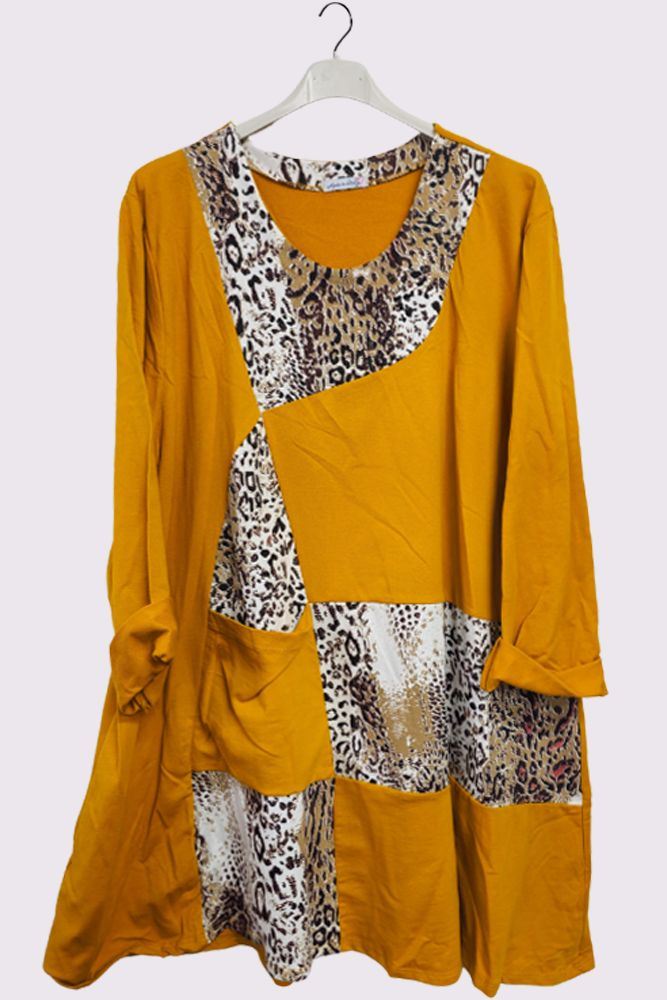 Leopard Patch Print Pockets Top