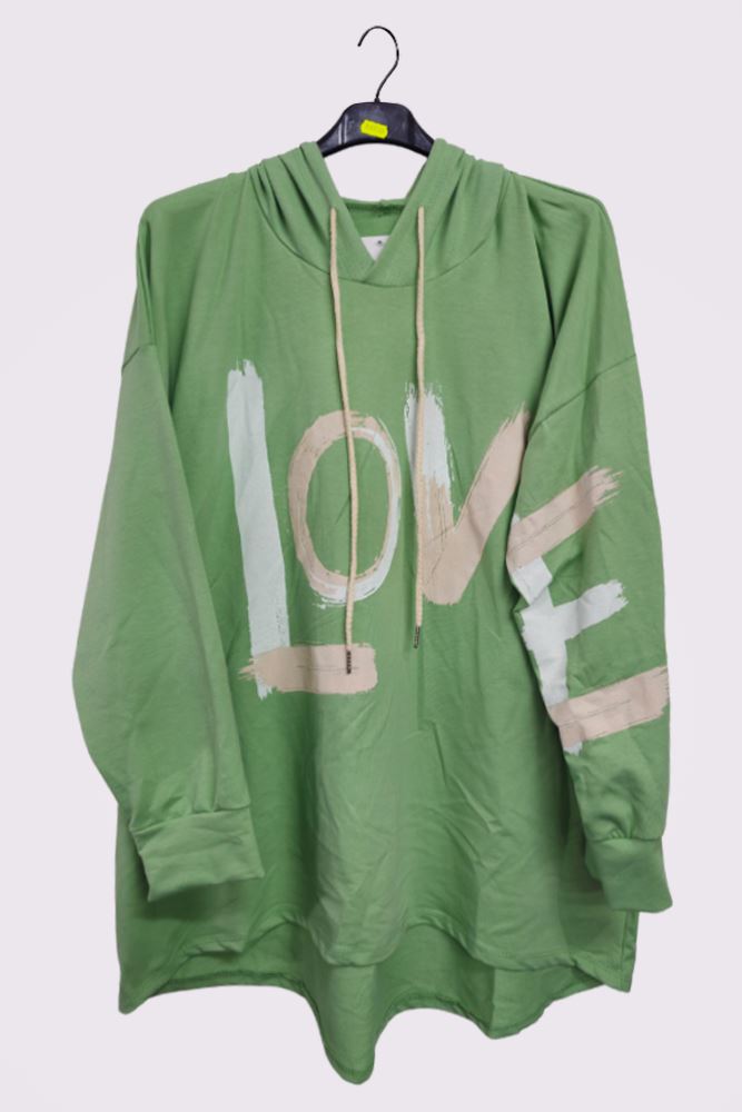 Love Graphic Hoodstring Hooded Top