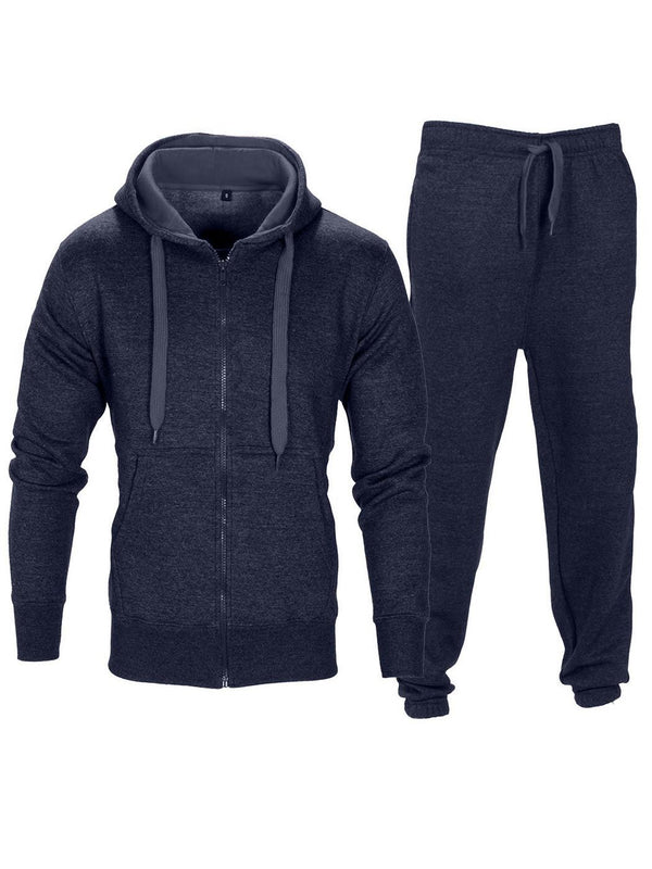 Drawstring Fleece Set Hoodie Top Bottoms Tracksuit