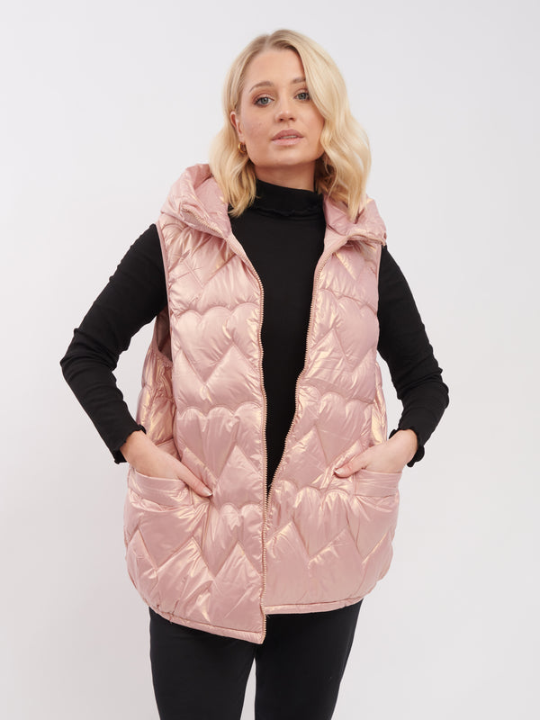 Heart Quilted Padded Zip Up Gilet