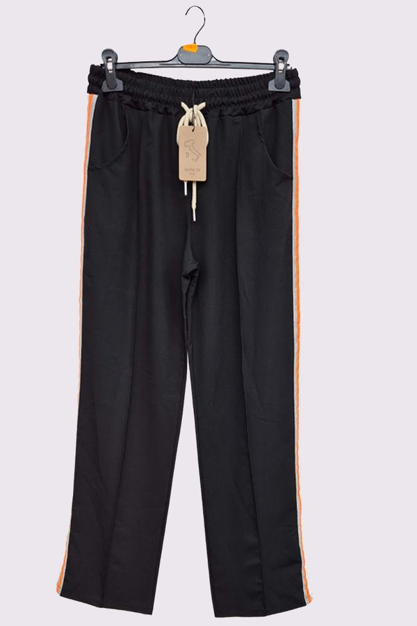 Plain Side Stripe Drawstring Pockets Trousers