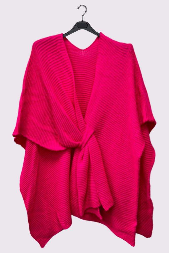 Plain Front Wrap Knitted Poncho