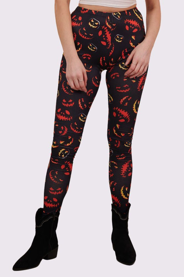 Scary Pumpkins Print Halloween Leggings