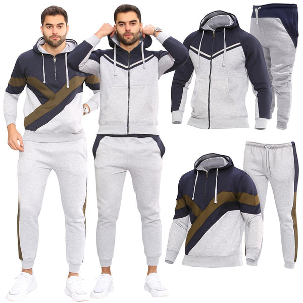 Men Fleece Side Panel Zipper Hoodie & Joggers Set_GRWO