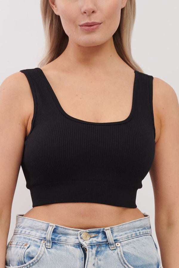 Plain Seamless Ribbed Gym Bra