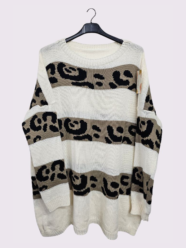 Leopard Stripe Oversized Knit Style test Jumper