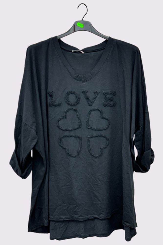 Love Heart Applique Pattern High Low Hem Top