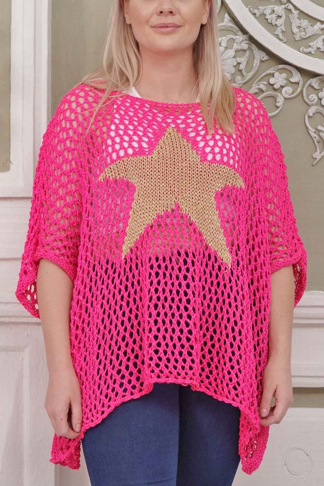 Crochet Star Pattern Mesh Cotton Top