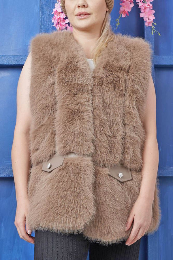 Plain Soft Feel Fux Fur Gilet