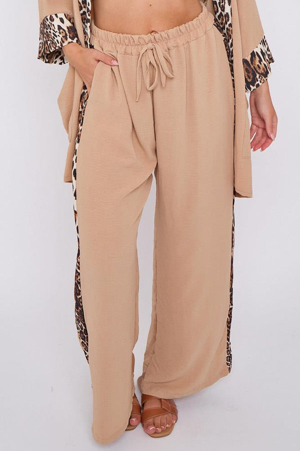 Leopard Side Panelled Print Wide Leg Palazzo