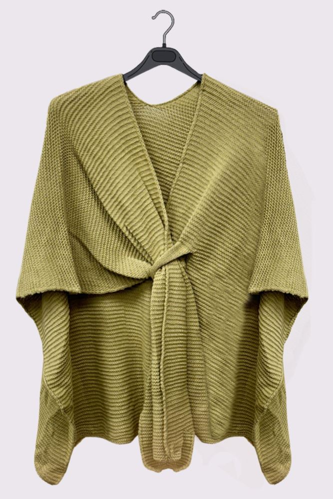 Plain Front Wrap Knitted Poncho