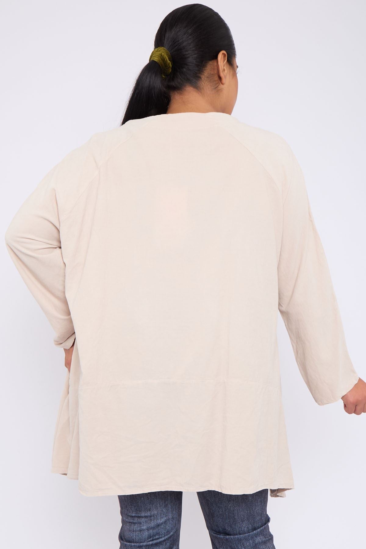 Plain Side Split Pockets Cotton Top