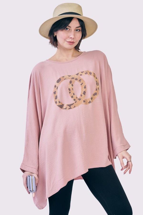 Diamante Double Rings Oversized Top