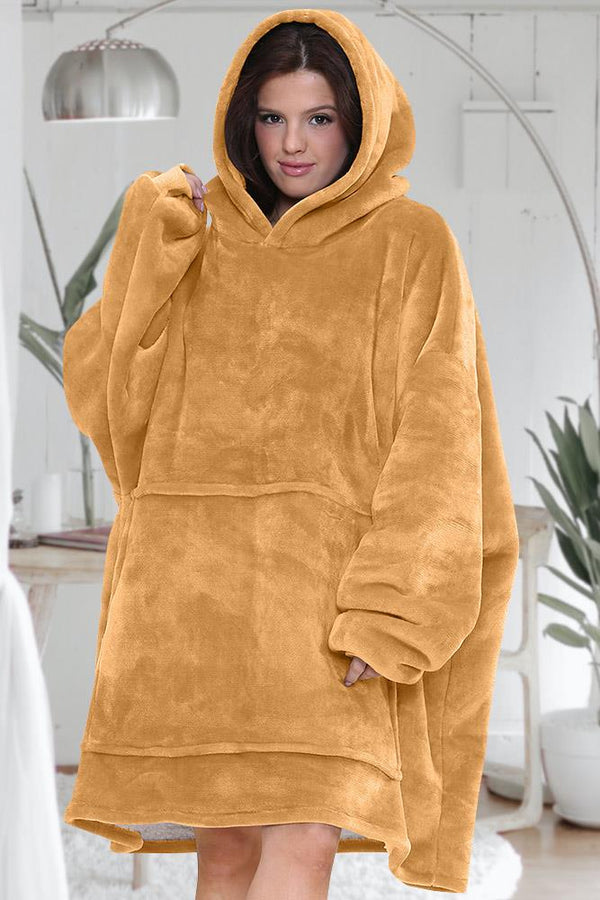 Plain Ultra Soft Front Pocket Oversize Hoodie Blanket