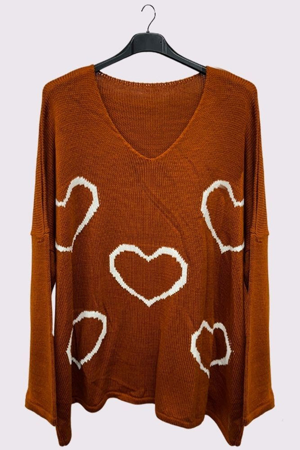 Heart Pattern Knitted Top