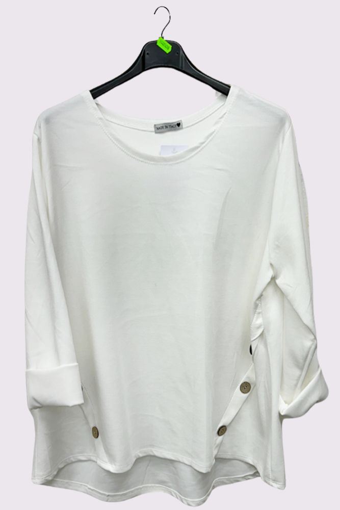 Plain Soft Feel Side Button Detail Top