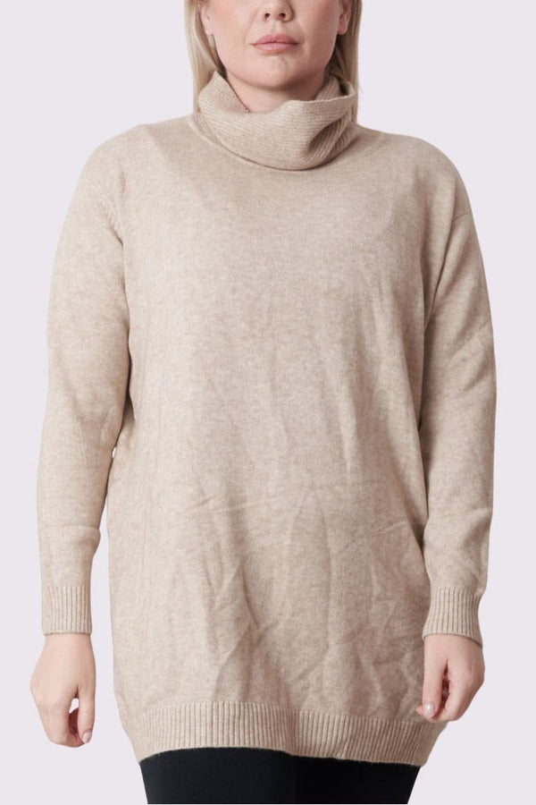 Plain Ribbed Long Sleeve Tunic Jumper