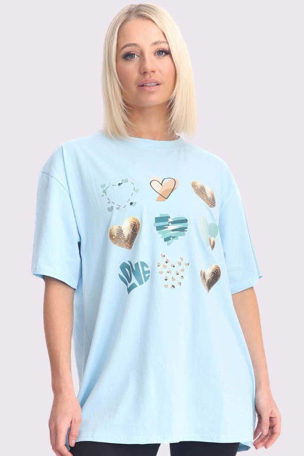 Love Heart Print Cotton Top