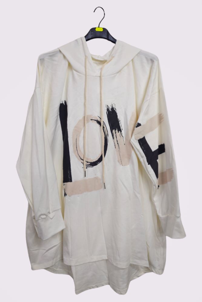 Love Graphic Hoodstring Hooded Top