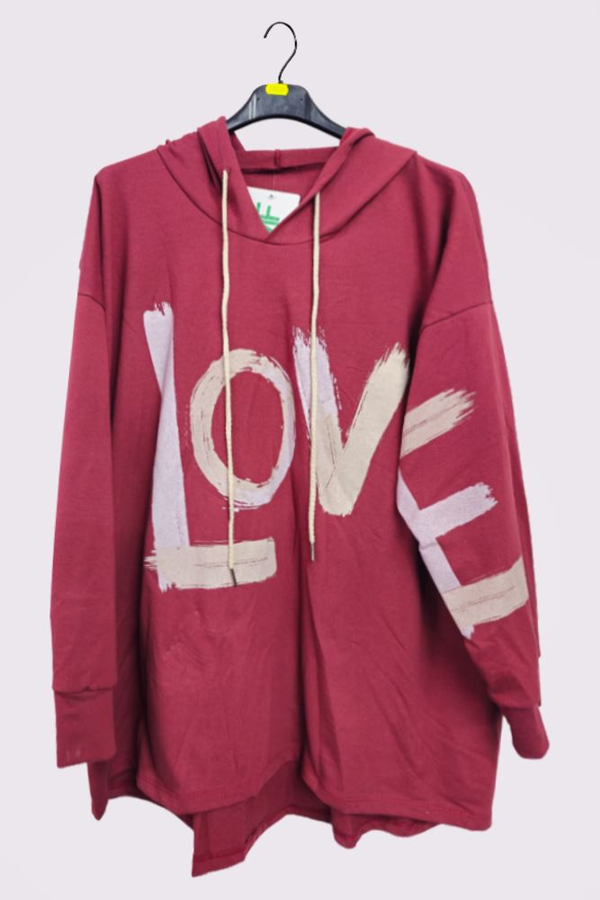 Love Graphic Hoodstring Hooded Top