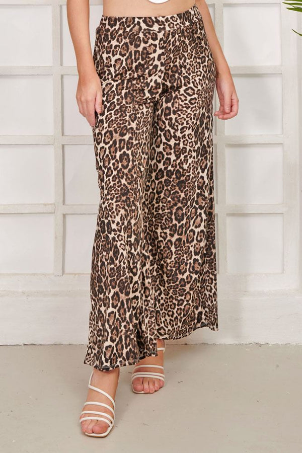 Leopard Print Wide Leg Palazzo