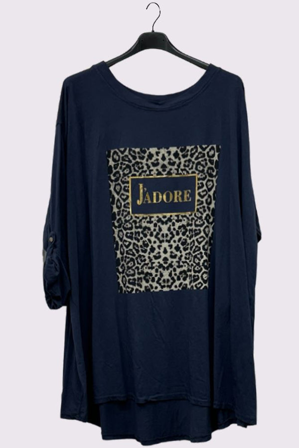 Leopard Print Drop Hem Cotton Top