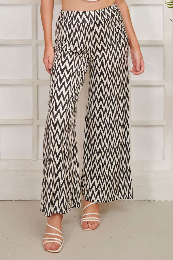 Chevron Print Wide Leg Palazzo