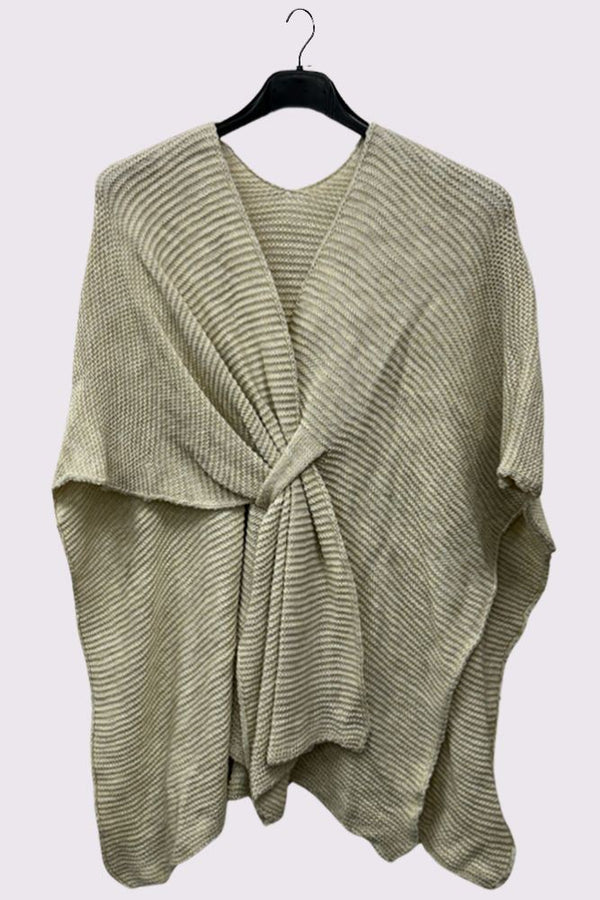 Plain Front Wrap Knitted Poncho