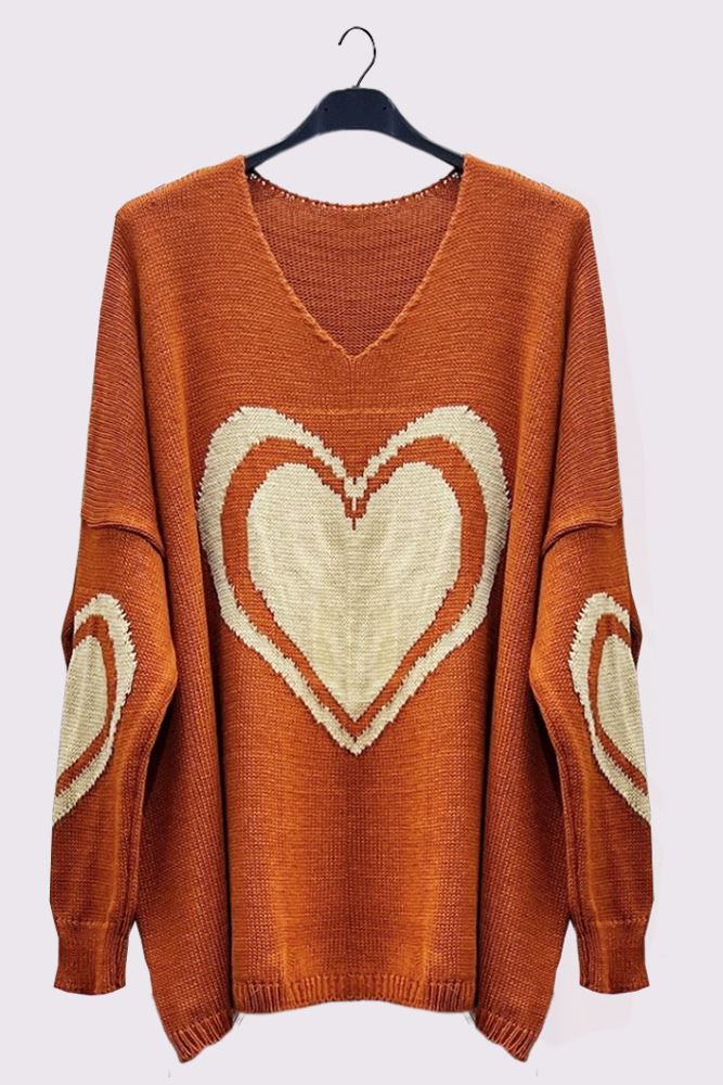 Heart Pattern Knitted Top