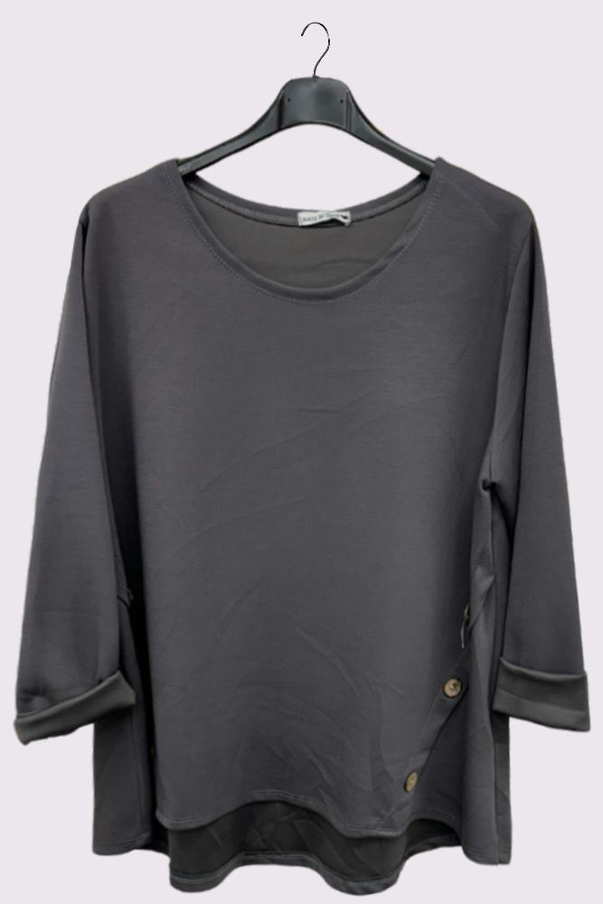 Plain Soft Feel Side Button Detail Top