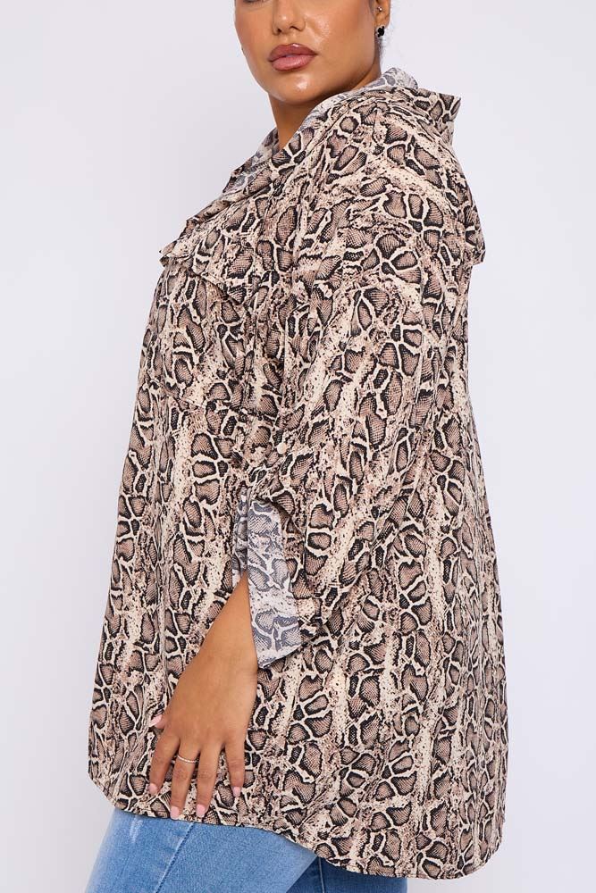 Zebra Print Pockets Drawstring Hoodie Shirt