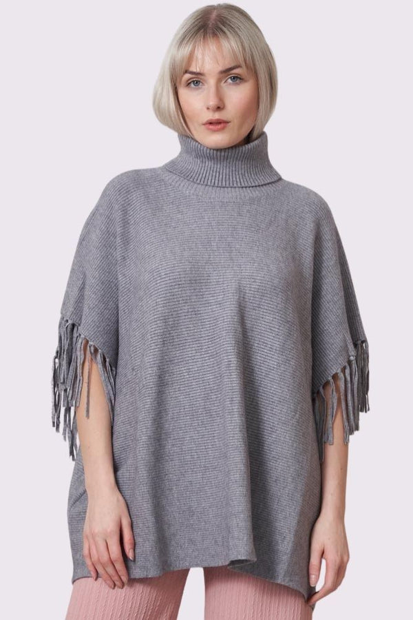 Plain Tassel Sleeve Knit Top