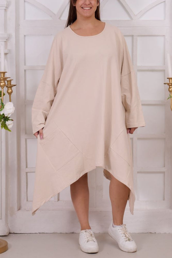 Plain Hanky Hem Cotton Dress