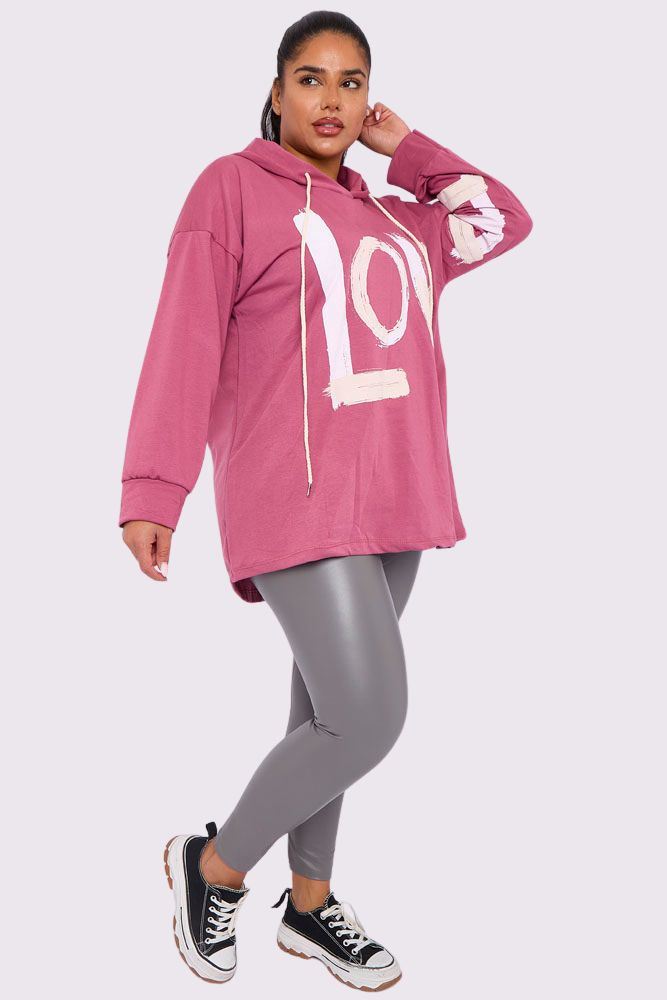 Love Graphic Hoodstring Hooded Top