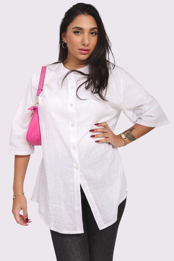 Plain Button Up Cotton Shirt