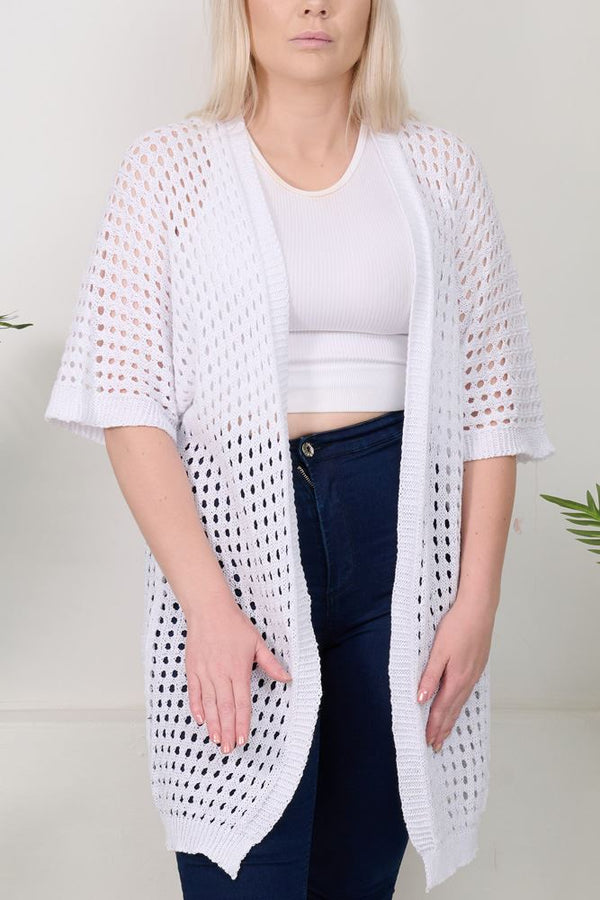 Crochet Cutout Pattern Cotton Cardigan