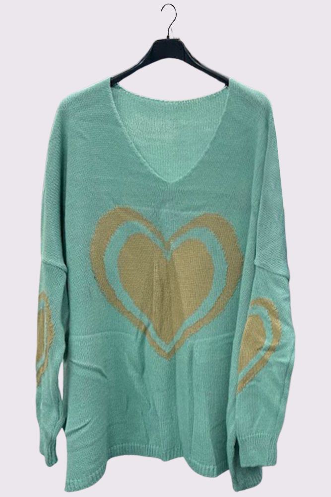 Heart Pattern Knitted Top