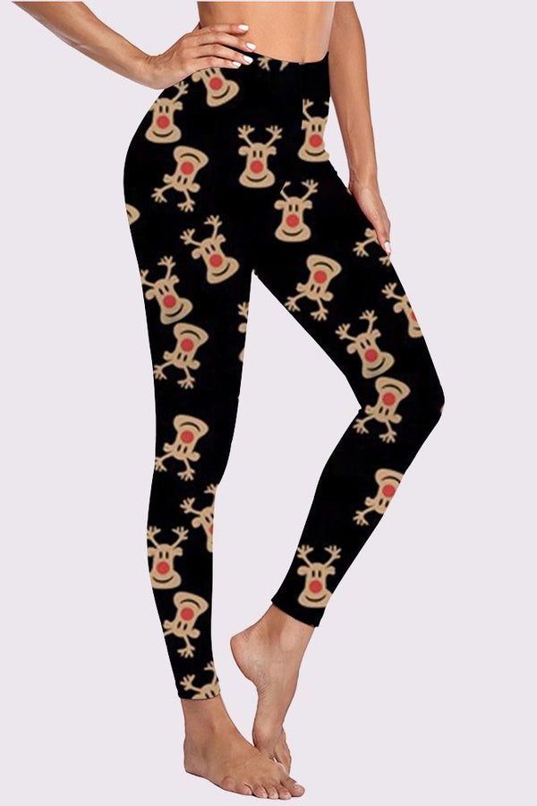 Eliana Reindeer Red Nose Face Print Xmas Legging