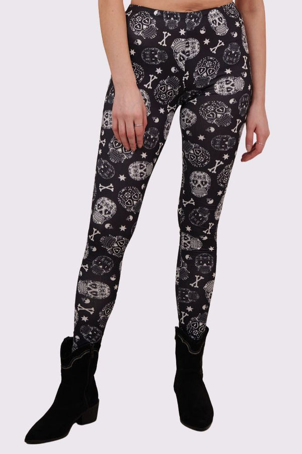 Sugar Skulls Print Halloween Leggings