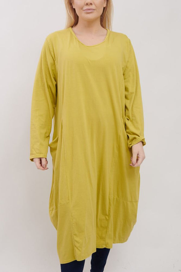 Plain Pockets Cotton Dress