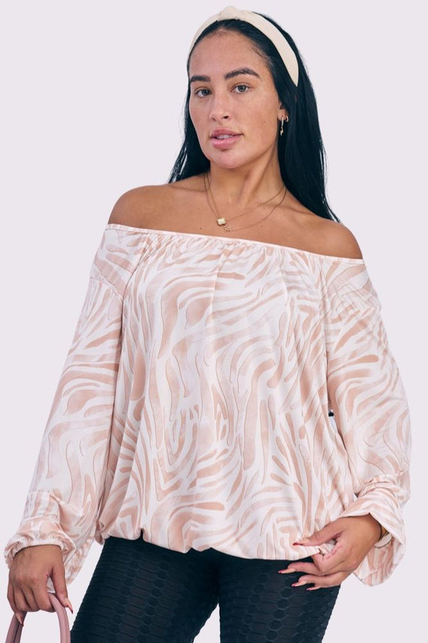 Waves Print Pleated Top