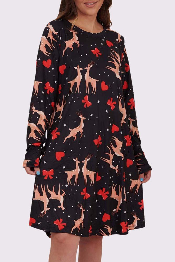 Deer Heart Xmas Swing Dress