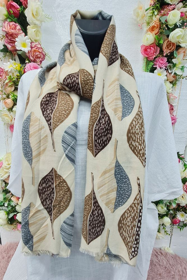 Leaves Print Soft Feel Scarves