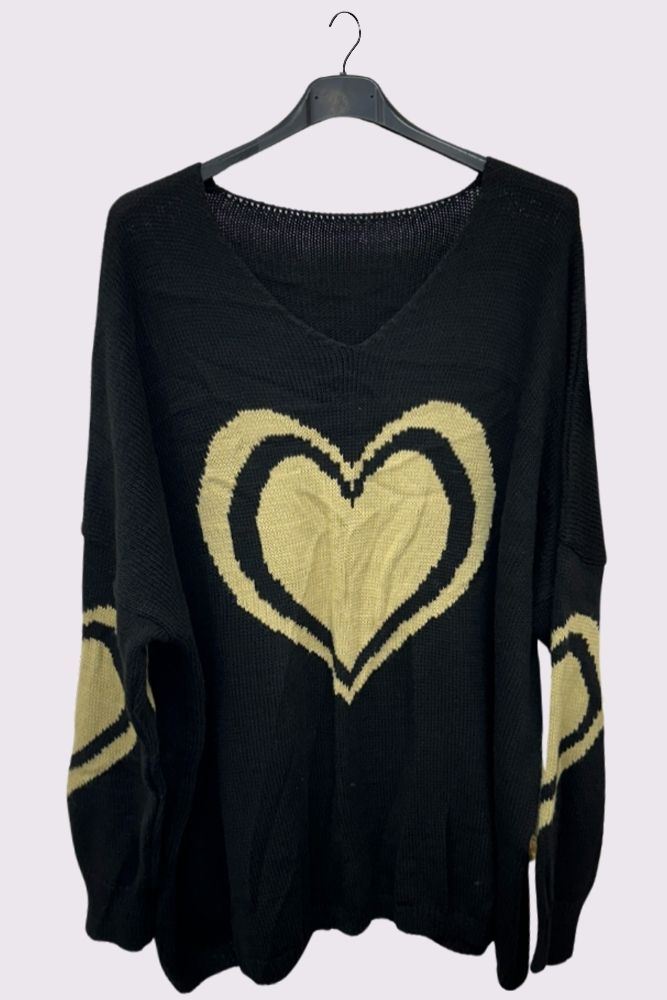 Heart Pattern Knitted Top