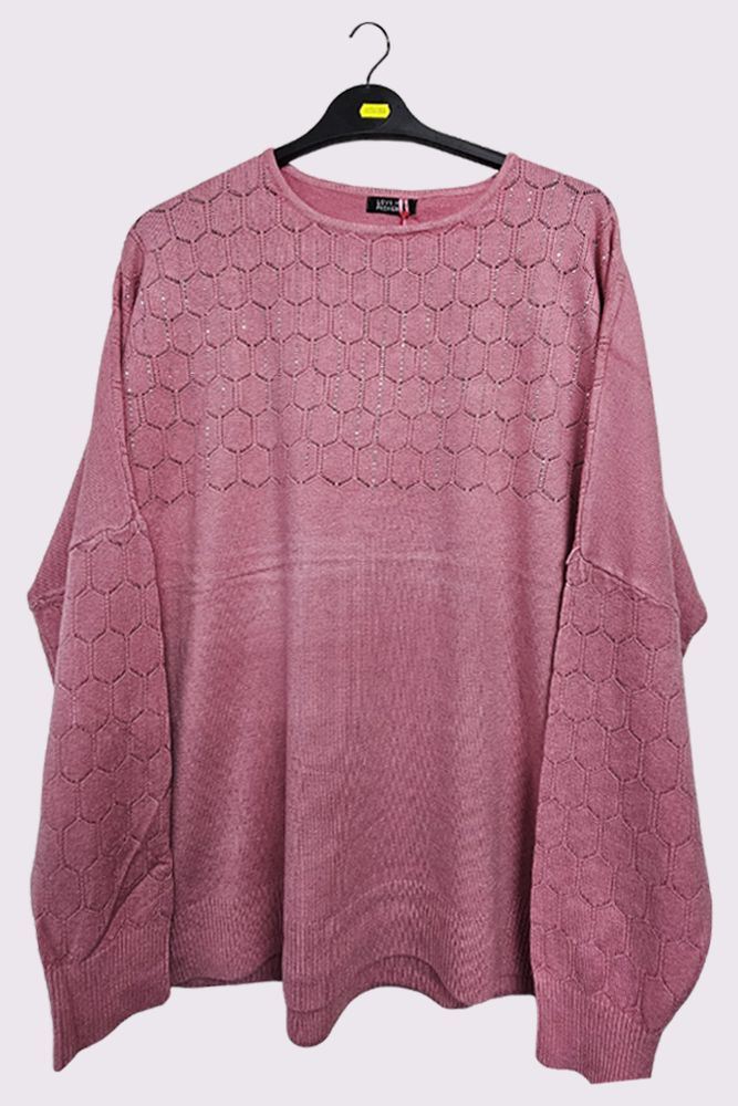 Diamante Cutwork Pattern Sof Knit Top