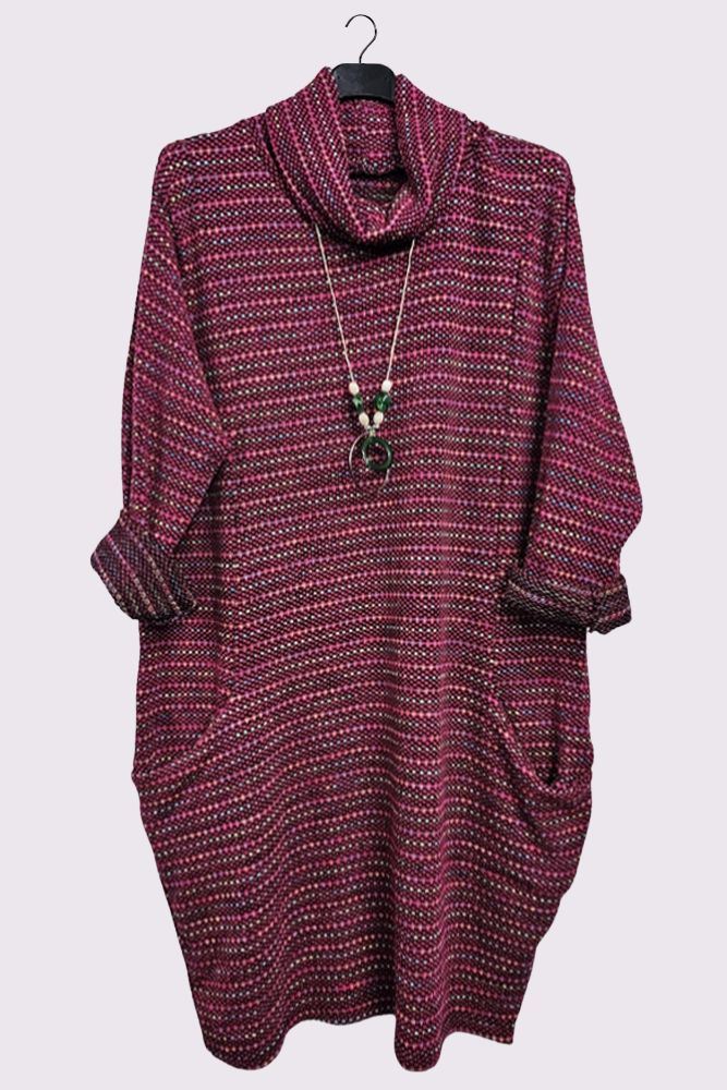 Multicoloured Stripes Front Pockets Dress