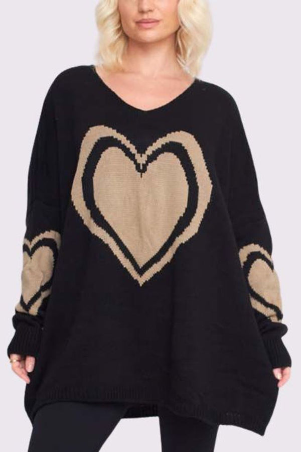 Heart Pattern Knitted Top