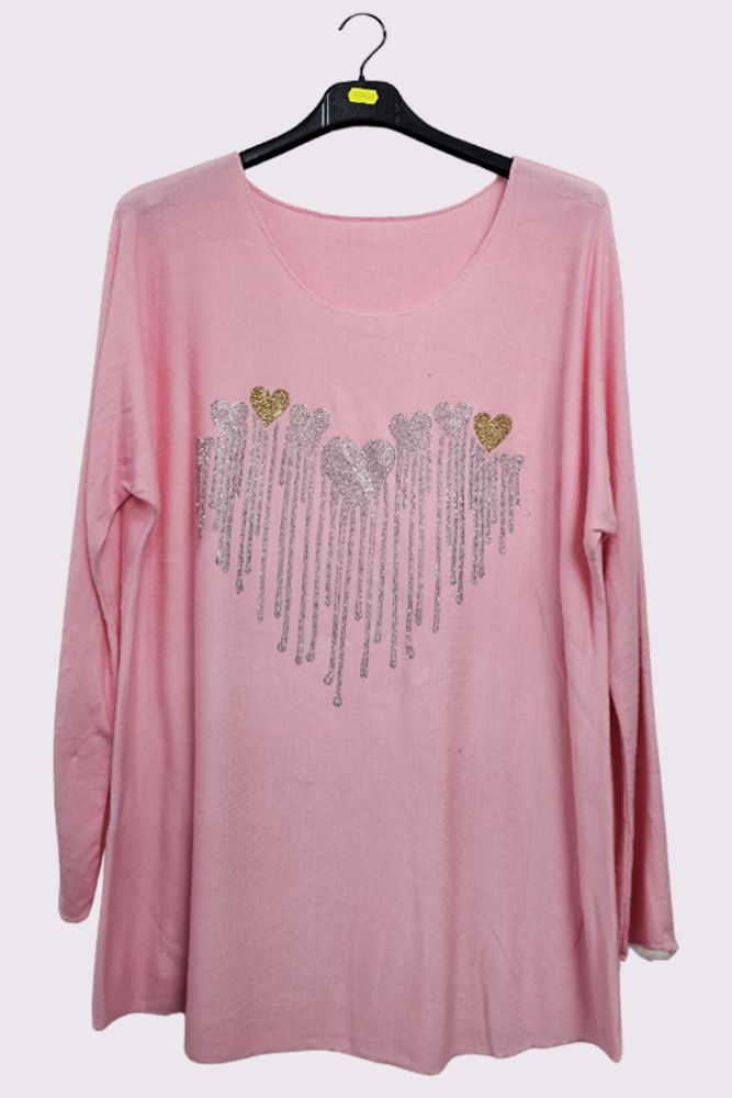 Diamante Heart Pattern Top